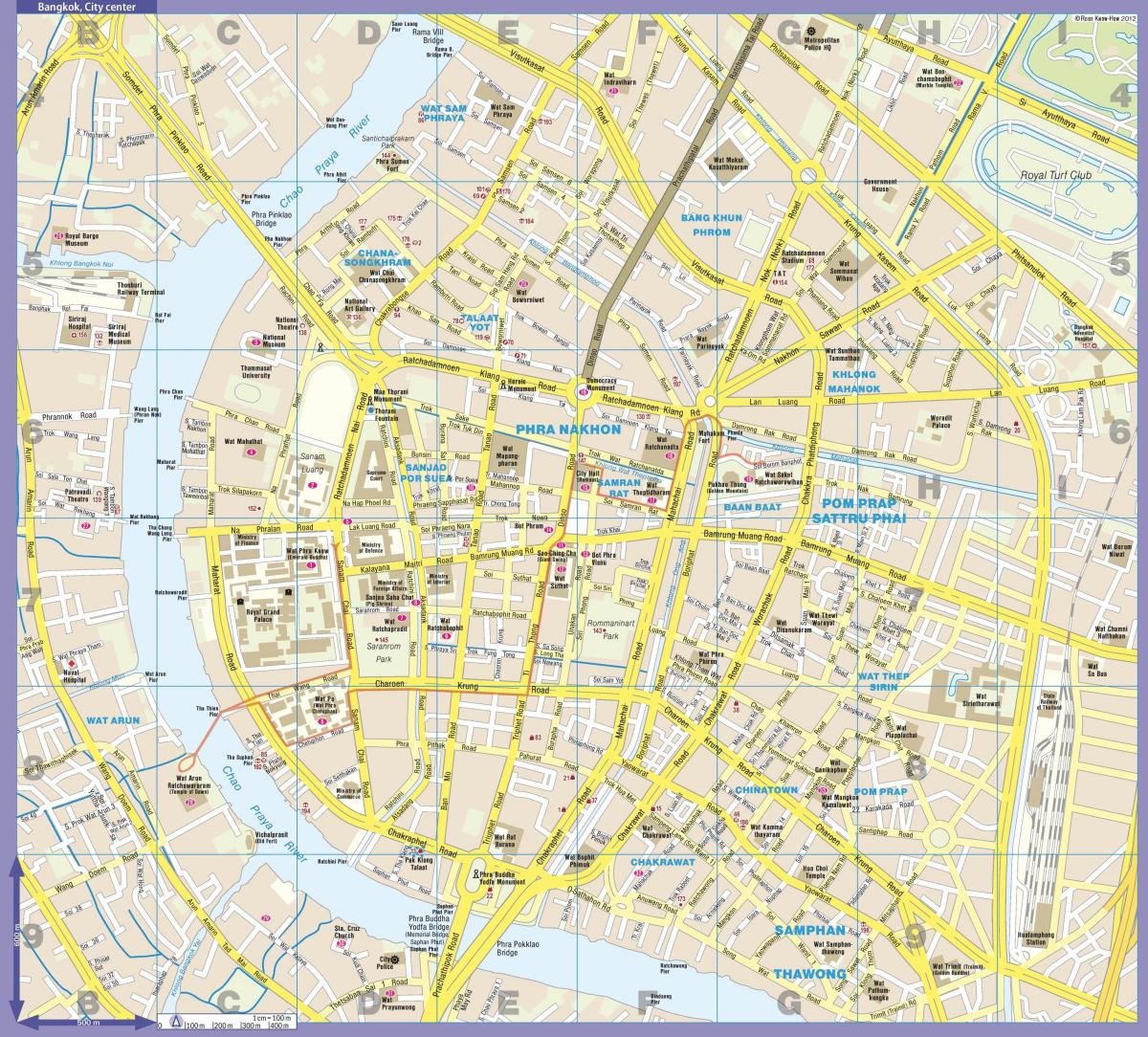 Mapa del centro de Bangkok (Krung Thep)
