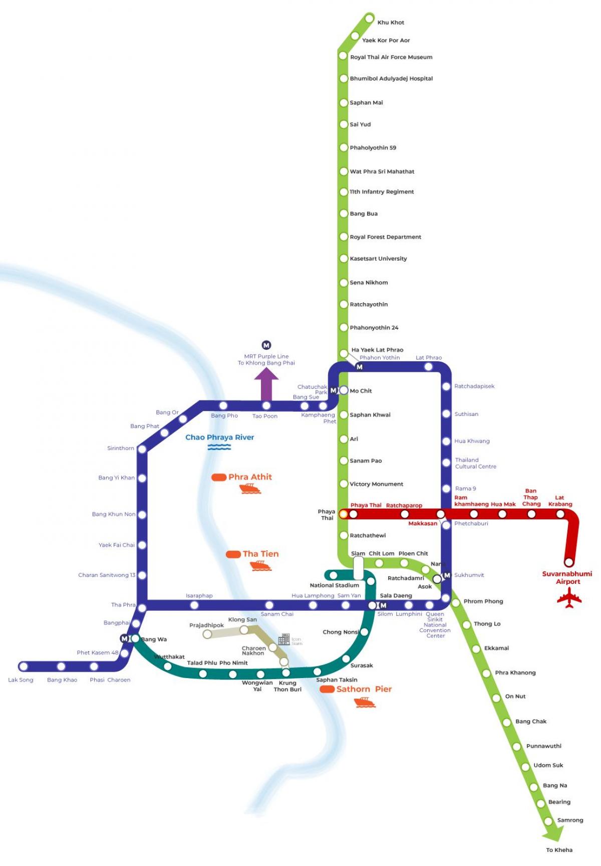 Mapa de la estación de metro de Bangkok (Krung Thep)