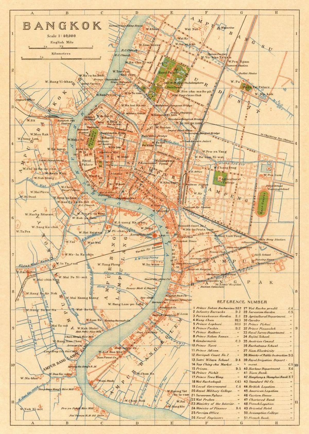 Mapa histórico de Bangkok (Krung Thep)