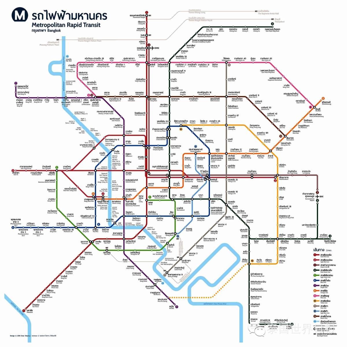 Mapa de transporte de Bangkok (Krung Thep)