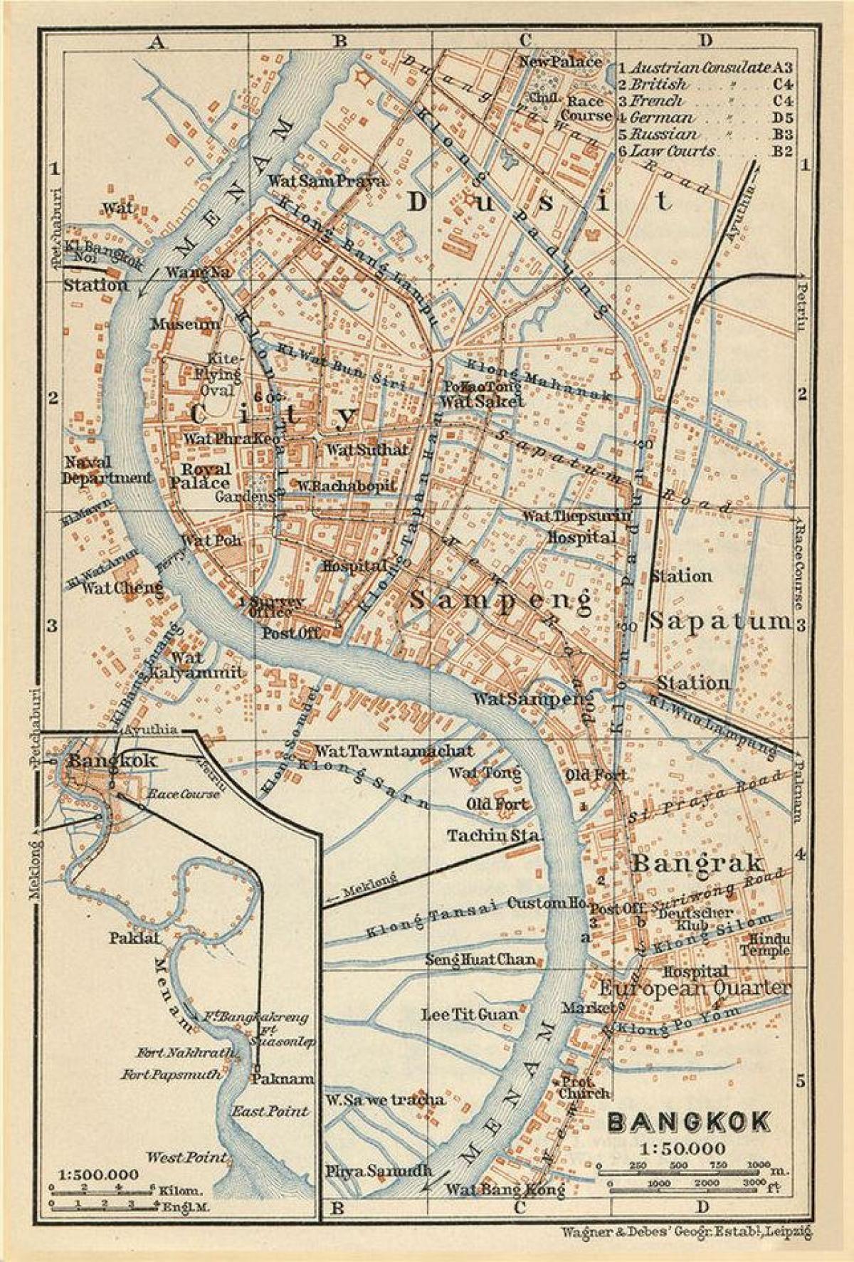 Bangkok (Krung Thep) mapa antiguo