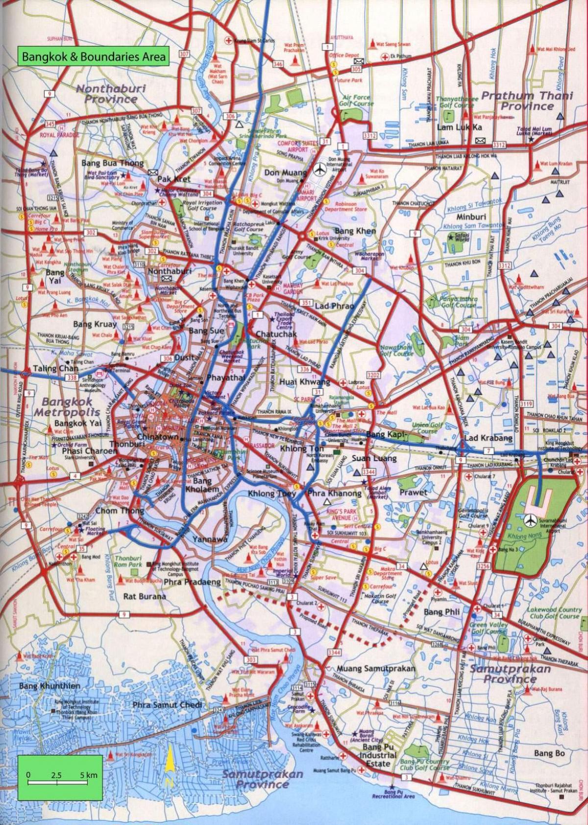 Mapa de carreteras de Bangkok (Krung Thep)